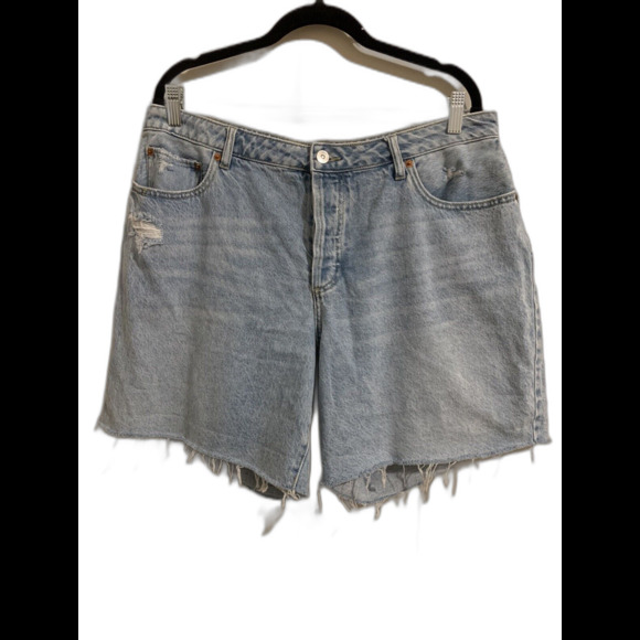 House of Harlow 1960 High Rise Button Fly Jean Shorts Size 32 Distressed Denim - Picture 1 of 4